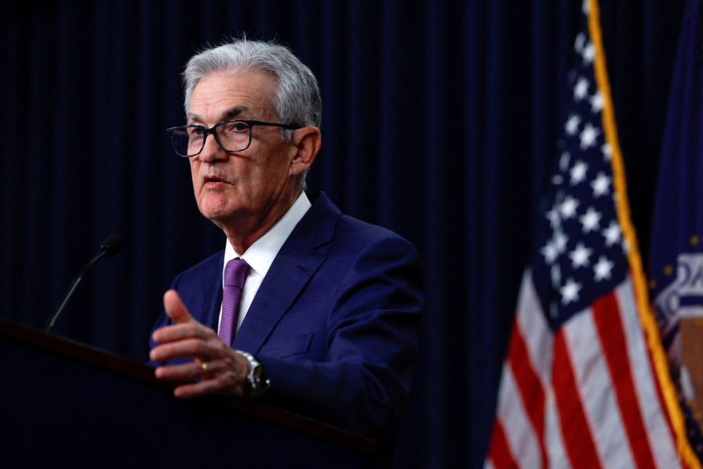 Federal Reserve Chair Jerome Powell holds a press conference, in Washington